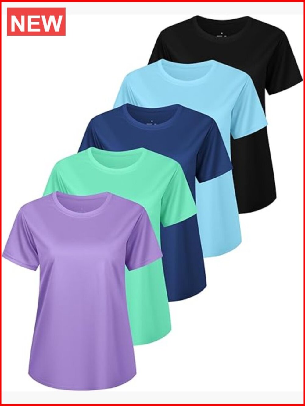5 Pack Women's Moisture Wicking Short Sleeve Athletic T Shirts Quick Dry